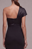Zeemeermin Eén Schouderlange Black Tie jurk met strik