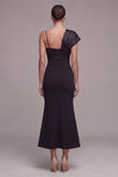 Zeemeermin Spaghetti Bandjes Midi Black Tie jurk met strik