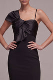 Zeemeermin Spaghetti Bandjes Midi Black Tie jurk met strik