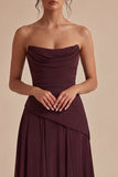 Bourgogne Een lijn gerimpelde strapless lange formele jurk