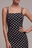 Zwart-witte zeemeermin spaghettibandjes midi polka dots jurk