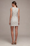 Witte zwarte stippen Bateau hals bodycon afstudeerjurk