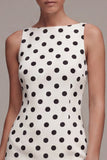 Witte zwarte stippen Bateau hals bodycon afstudeerjurk