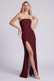 Zwarte strapless zeemeermin bloemen lange formele jurk met split