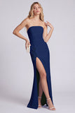 Zwarte strapless zeemeermin bloemen lange formele jurk met split