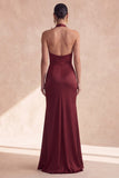 Cabernet halter hals met gerimpelde zeemeermin lange formele jurk