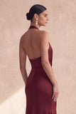 Cabernet halter hals met gerimpelde zeemeermin lange formele jurk