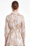 Champagne A-lijn Jacquard Long Mother Of the Bride jurk met riem