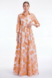 Champagne A-lijn Jacquard Long Mother Of the Bride jurk met riem
