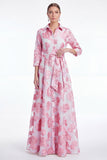 Champagne A-lijn Jacquard Long Mother Of the Bride jurk met riem