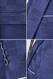 Marineblauw bedrukte 3-delige knotched balpakken