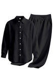 Lichtblauwe linnen heren Co-Ord set in 2 delen
