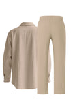 Lichtblauwe linnen heren Co-Ord set in 2 delen