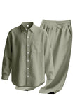 Lichtblauwe linnen heren Co-Ord set in 2 delen