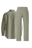 Lichtblauwe linnen heren Co-Ord set in 2 delen