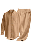 Lichtblauwe linnen heren Co-Ord set in 2 delen