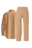 Lichtblauwe linnen heren Co-Ord set in 2 delen