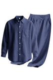 Lichtblauwe linnen heren Co-Ord set in 2 delen
