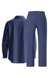 Lichtblauwe linnen heren Co-Ord set in 2 delen