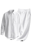 Lichtblauwe linnen heren Co-Ord set in 2 delen