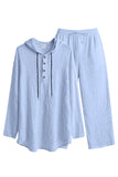 Casual tweedelige outfits Lichtgewicht capuchon met lange mouwen en losse broekset