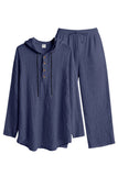 Casual tweedelige outfits Lichtgewicht capuchon met lange mouwen en losse broekset