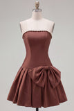 Mint strapless parels A-lijn homecomingjurk met strik