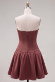 Mint strapless parels A-lijn homecomingjurk met strik
