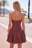 Mint strapless parels A-lijn homecomingjurk met strik