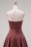 Mint strapless parels A-lijn homecomingjurk met strik