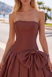 Mint strapless parels A-lijn homecomingjurk met strik