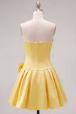 Mint strapless parels A-lijn homecomingjurk met strik