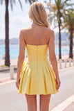 Mint strapless parels A-lijn homecomingjurk met strik