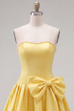 Mint strapless parels A-lijn homecomingjurk met strik