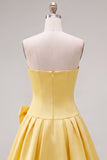 Mint strapless parels A-lijn homecomingjurk met strik