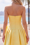 Mint strapless parels A-lijn homecomingjurk met strik