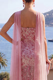Dusty Rose strapless meermin-jurk met kralenbekleding en split