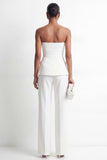 Witte tweedelige strapless dubbelrijzige slim fit damespakken