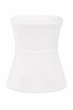 Witte tweedelige strapless dubbelrijzige slim fit damespakken