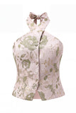 Green Flower 2-delige halter halshals enkelrijige jacquard damespakken