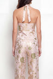 Green Flower 2-delige halter halshals enkelrijige jacquard damespakken