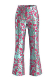 Stoffige groene open-front 2-delige slim fit bloemen damespakken