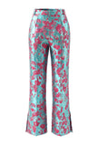 Stoffige groene open-front 2-delige slim fit bloemen damespakken