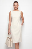 Ivoor Bateau hals bodycon midi werkjurk met split