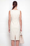 Ivoor Bateau hals bodycon midi werkjurk met split