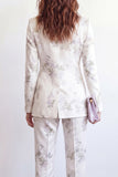 White Peak Revers 2-delige bloemen eenknops damespakken