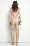 Gouden 2-delige Jacquard Peak revers Eenknops Slim Fit Damespakken