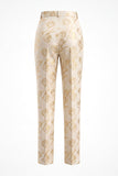 Gouden 2-delige Jacquard Peak revers Eenknops Slim Fit Damespakken