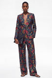 Zwarte 2-delige bloemen Jacquard Damespakken met één knoop