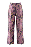 2-delige marineblauwe roze bloemen V-hals damespakken met riem